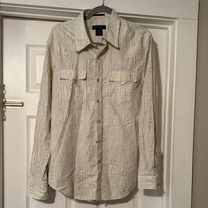 Calvin Klein Cream Western Button-Down Shirt